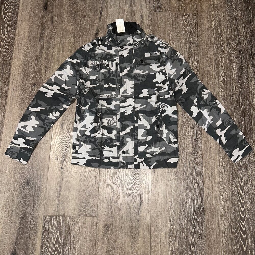 Oradd Cali California Republic Camo Camouflage Jacket w/Pockets Unique SZ S NWOT